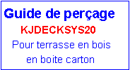 Zone de Texte: Guide de per�age      KJDECKSYS20   Pour terrasse en bois        en boite carton